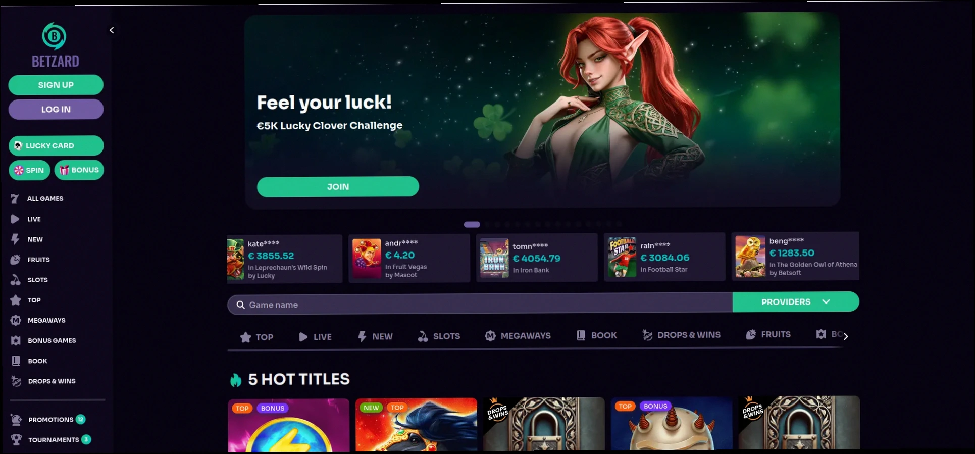 Betzard Casino 250% tot €4.000 + 350 Gratis Spins welkomstbonus